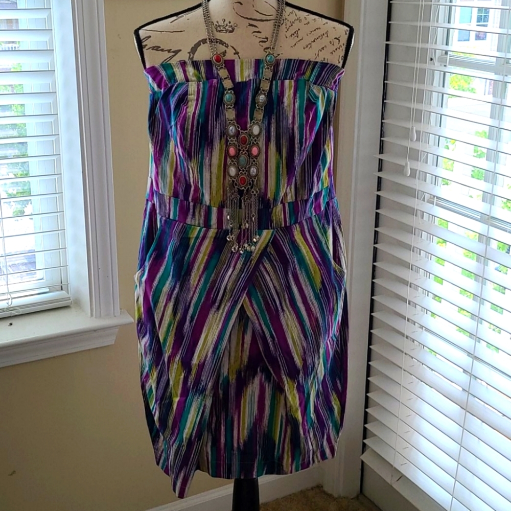 NWT Torrid multi stripe strapless dress